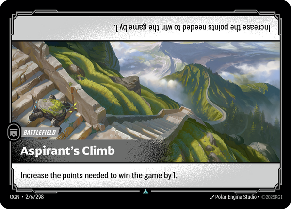 Riftbound Battlefield: Aspirant's Climb. Increase the points needed to win the game by 1.