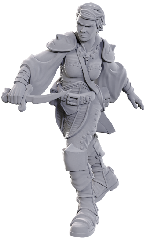 Unfinished gray resin figure of a warrior on a white background