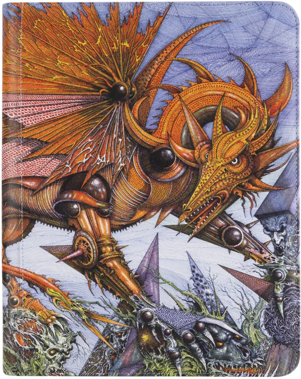Fantasy dragon design on a notebook cover with intricate details.