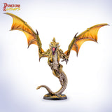 Dragon figurine with open wings on a white background, featuring the 'Dungeons & Dragons' logo.