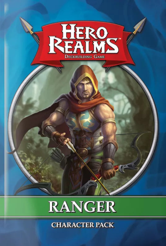 Hero Realms Ranger character pack with a warrior illustration on a blue and green background