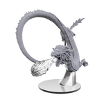 Gray dragon figurine with a clear base on a white background