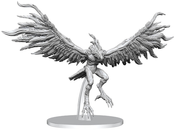 Unpainted fantasy creature figurine with wings spread on a white background