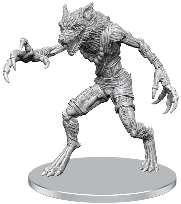 Unpainted monster figurine on a white background