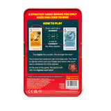Card game packaging with instructions on a white background