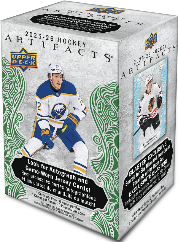 Hockey trading card pack with player images and text on a white background