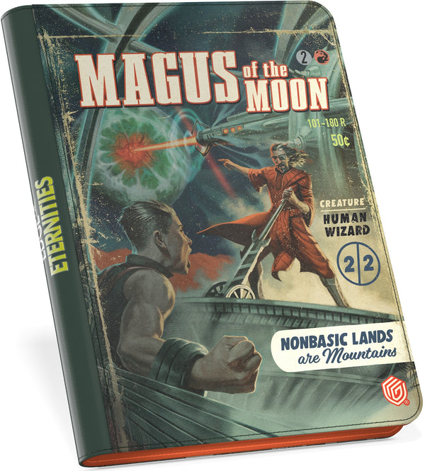 Board game box titled 'Magus of the Moon' with characters and text on a white background