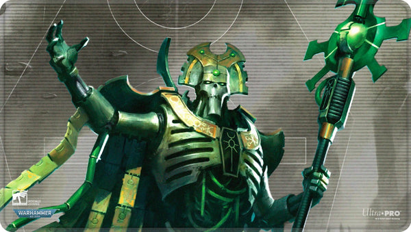 Green warrior figurine with armor and weapon on a gray background