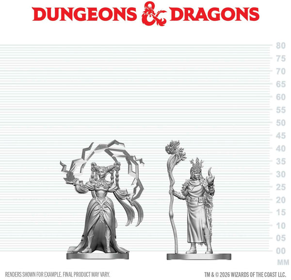 DND UNPAINTED MINIS WV29 HUMAN DRUID & ELF SORCERER