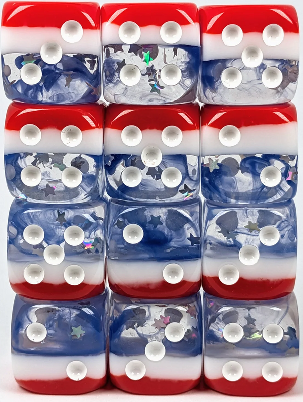 SET OF 12D6 PIPS DICE STARS & STRIPES