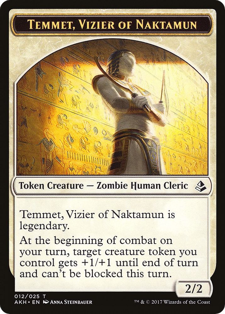 Temmet, Vizier of Naktamun // Zombie Double-Sided Token (AKH-12 // 20) [Amonkhet]