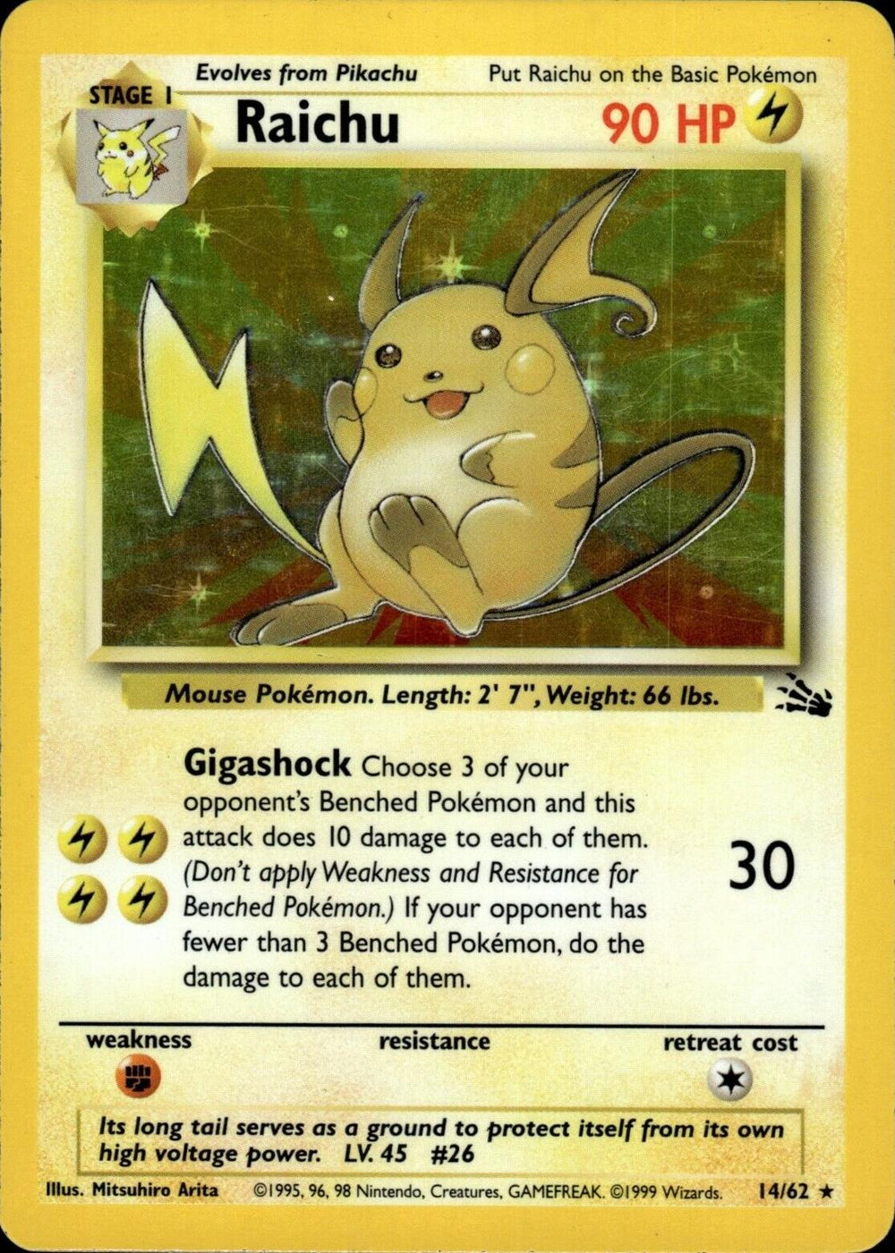 Raichu - 14/62 [Fossil] - Unlimited Holofoil
