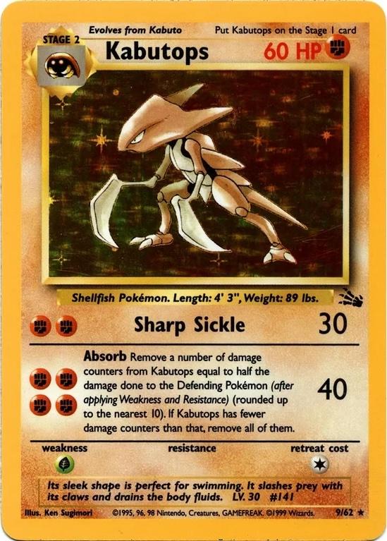 Kabutops - 9/62 [Fossil] - Unlimited Holofoil