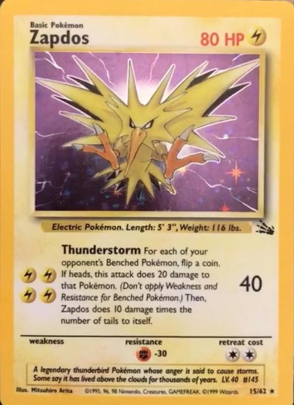 Zapdos - 15/62 [Fossil] - Unlimited Holofoil