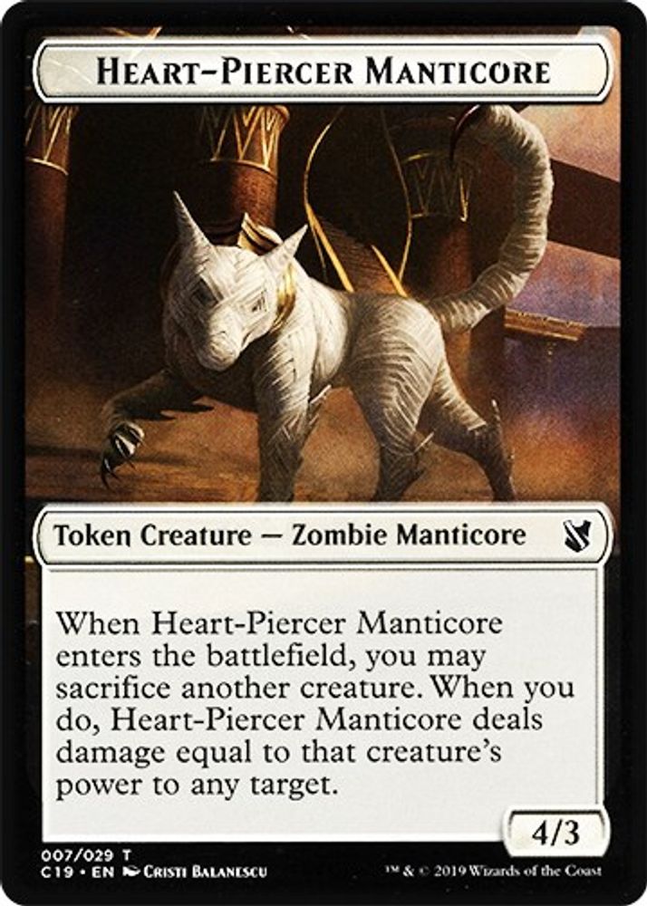 Heart-Piercer Manticore // Dragon Double-Sided Token (C19-7 // 12) [Commander 2019]