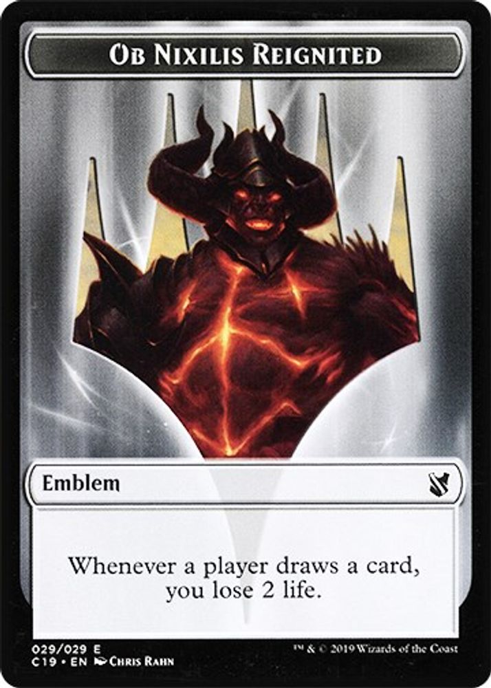 Emblem - Ob Nixilis Reignited // Zombie (010) Double-Sided Token (C19-29 // 10) [Commander 2019]