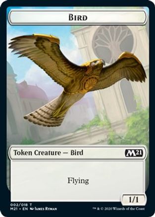 Bird // Saproling Double-sided Token (M21-002) [Core Set 2021] Foil