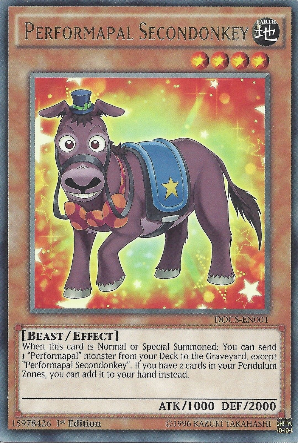 Performapal Secondonkey [DOCS-EN001] Rare