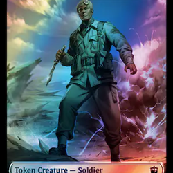 Soldier // Dinosaur Double-Sided Token (Surge Foil) [Doctor Who Tokens]
