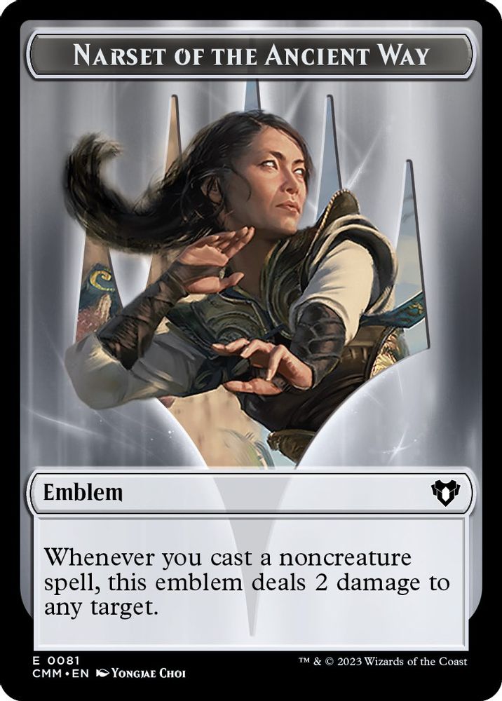 Emblem - Narset of the Ancient Way // Wizard Double-Sided Token (CMM-81 // 71) [Commander Masters]