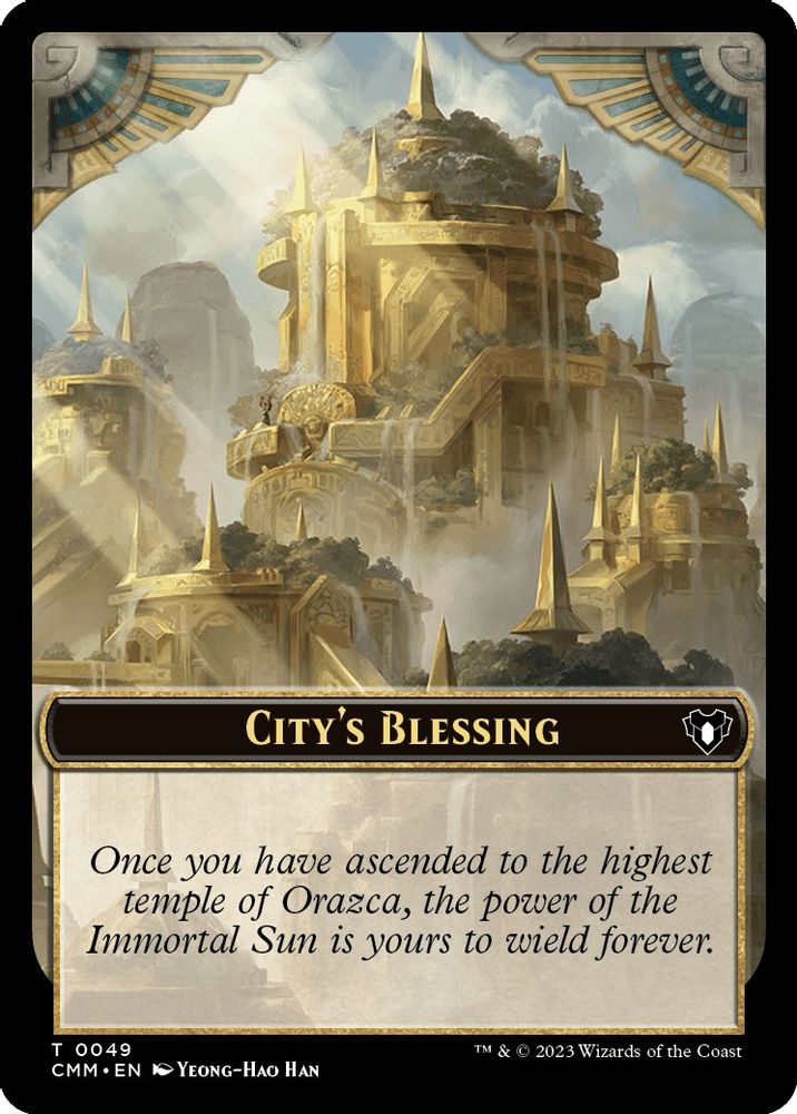 City's Blessing // Emblem - Teferi, Temporal Archmage Double-Sided Token (CMM-49 // 53) [Commander Masters] Foil