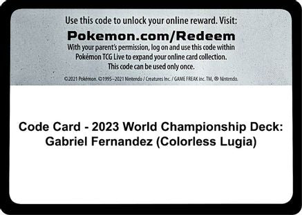 Code Card - 2023 World Championship Deck: Gabriel Fernandez (Colorless Lugia) [World Championship Decks]