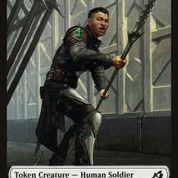Dinosaur // Human Soldier (004) Double-Sided Token [Ikoria: Lair of Behemoths Tokens]