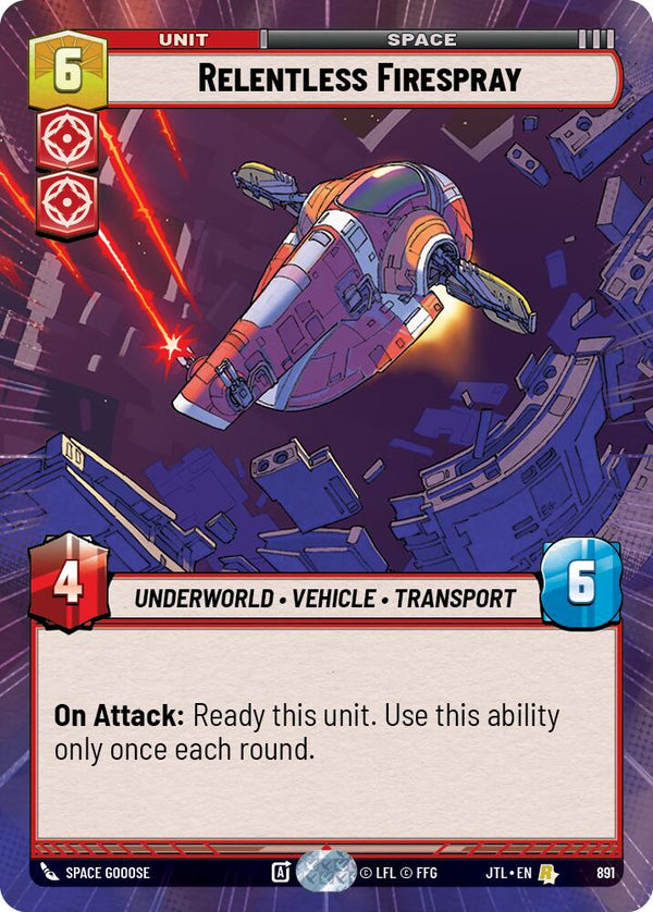 Relentless Firespray (891) (Hyperspace Foil) (891) [Jump to Lightspeed]