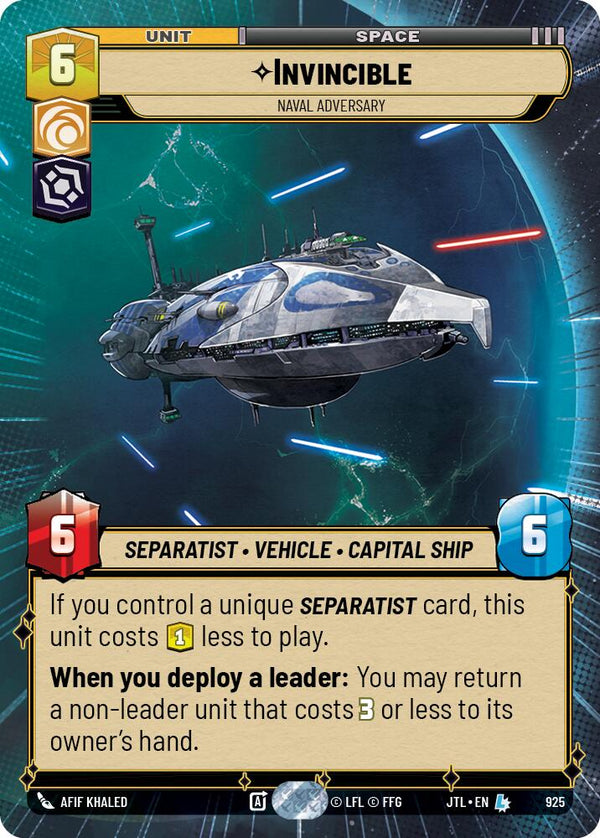 Invincible - Naval Adversary (925) (Hyperspace Foil) (925) [Jump to Lightspeed]