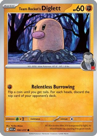 Team Rocket's Diglett - 100/217 [ME Ascended Heroes] - Reverse Holofoil