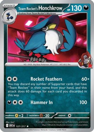 Team Rocket's Honchkrow - 127/217 [ME Ascended Heroes] - Reverse Holofoil