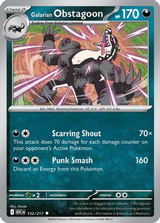 Galarian Obstagoon - 132/217 [ME Ascended Heroes] - Reverse Holofoil