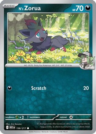 N's Zorua - 136/217 [ME Ascended Heroes] - Reverse Holofoil