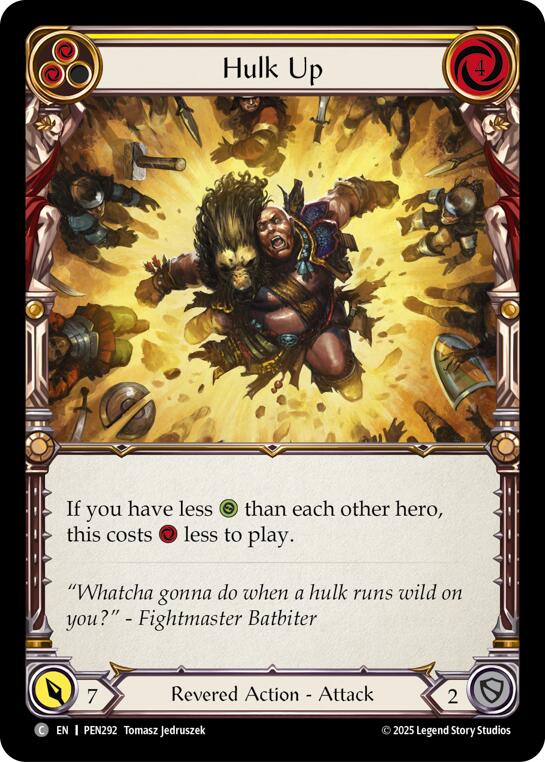 Hulk Up (Yellow) (Rainbow Foil) [PEN292] (Compendium of Rathe)  Rainbow Foil