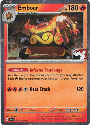 Emboar - 013/086 (Cosmos Holo) [Prize Pack Series Cards] - Holofoil