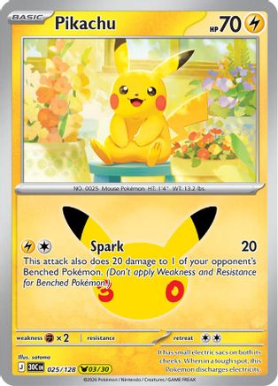 Pikachu - 025/128 [ME 30th Celebration] - Holofoil