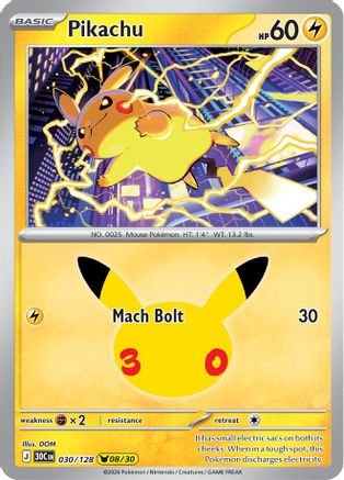 Pikachu - 030/128 [ME 30th Celebration] - Holofoil