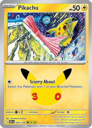 Pikachu - 032/128 [ME 30th Celebration] - Holofoil