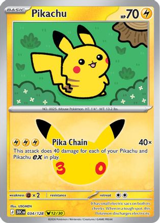 Pikachu - 034/128 [ME 30th Celebration] - Holofoil