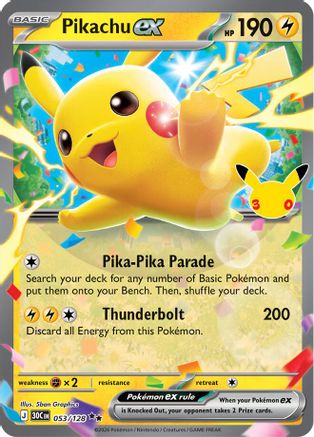 Pikachu ex - 053/128 [ME 30th Celebration] - Holofoil