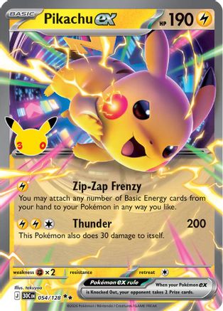 Pikachu ex - 054/128 [ME 30th Celebration] - Holofoil