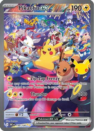 Pikachu ex - 150/128 [ME 30th Celebration] - Holofoil