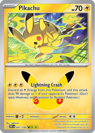 Pikachu - 051/128 [ME 30th Celebration] - Holofoil