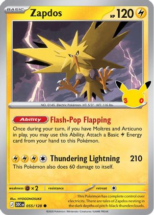 Zapdos - 055/128 [ME 30th Celebration] - Holofoil