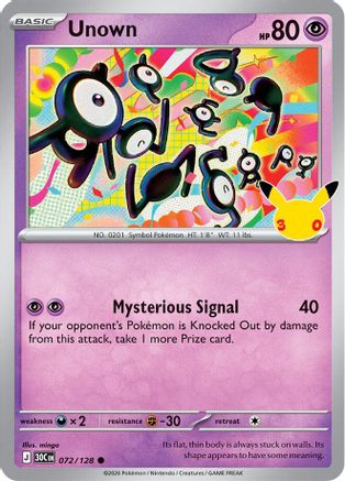 Unown - 72/128 [ME 30th Celebration] - Holofoil
