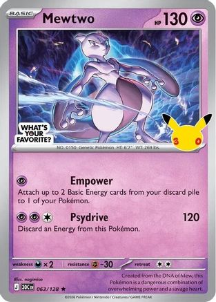 Mewtwo - 063/128 (What's Your Favorite Stamp) [Miscellaneous Cards & Products] - Holofoil