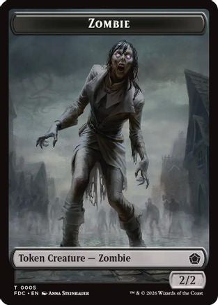 Zombie // Zombie Knight Double-Sided Token (FDC-5 // 6) [Commander: Foundations]