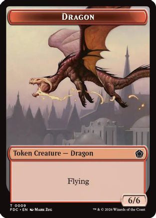 Dragon (0009) // Treasure Double-Sided Token (FDC-9 // 16) [Commander: Foundations]
