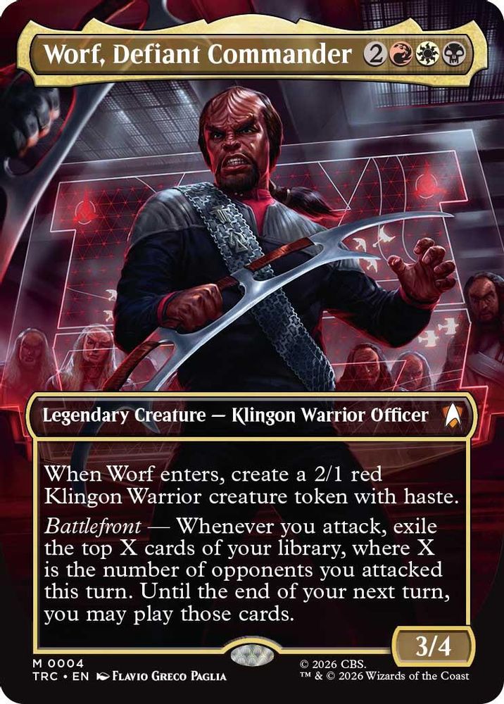 Worf, Defiant Commander (Borderless) (TRC-004) [Commander: Star Trek] Foil