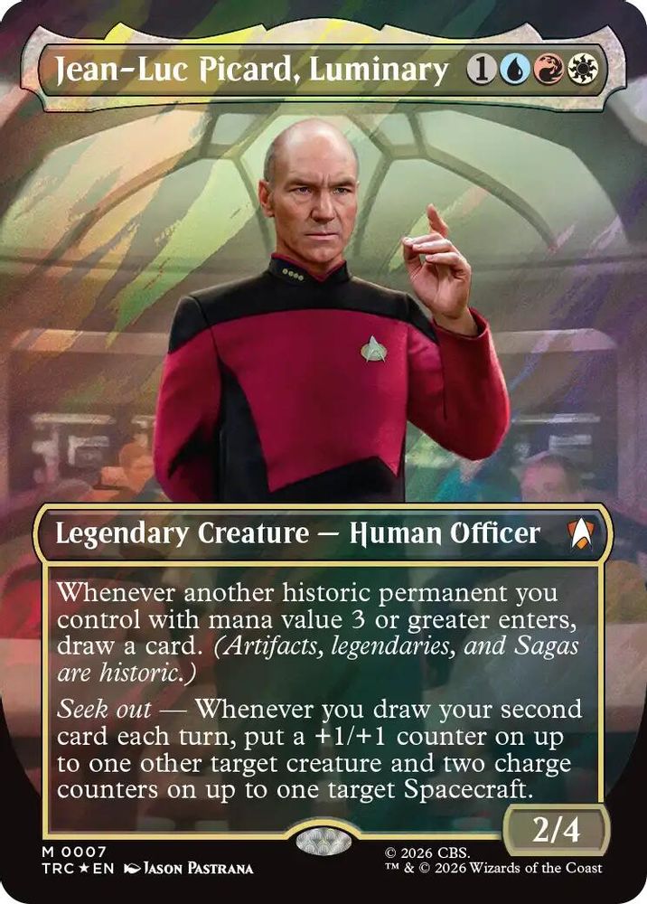 Jean-Luc Picard, Luminary (Borderless) (Surge Foil) (TRC-007) [Commander: Star Trek] Foil